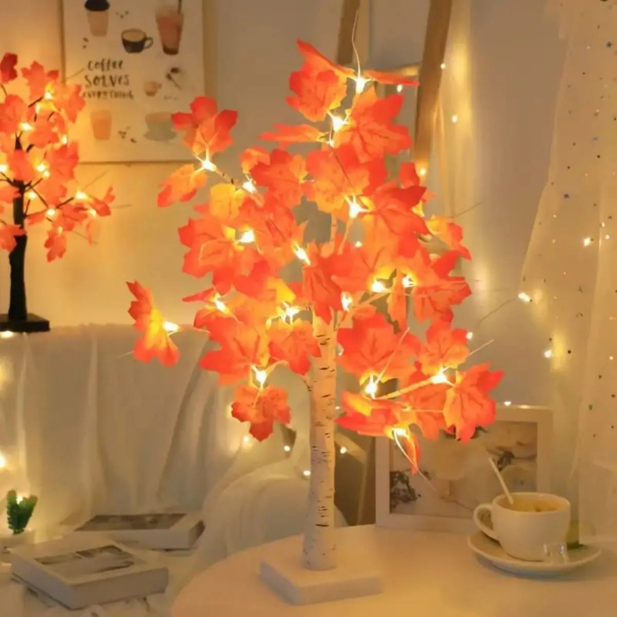 Maple Leaf Birch Thanksgiving Tree Light