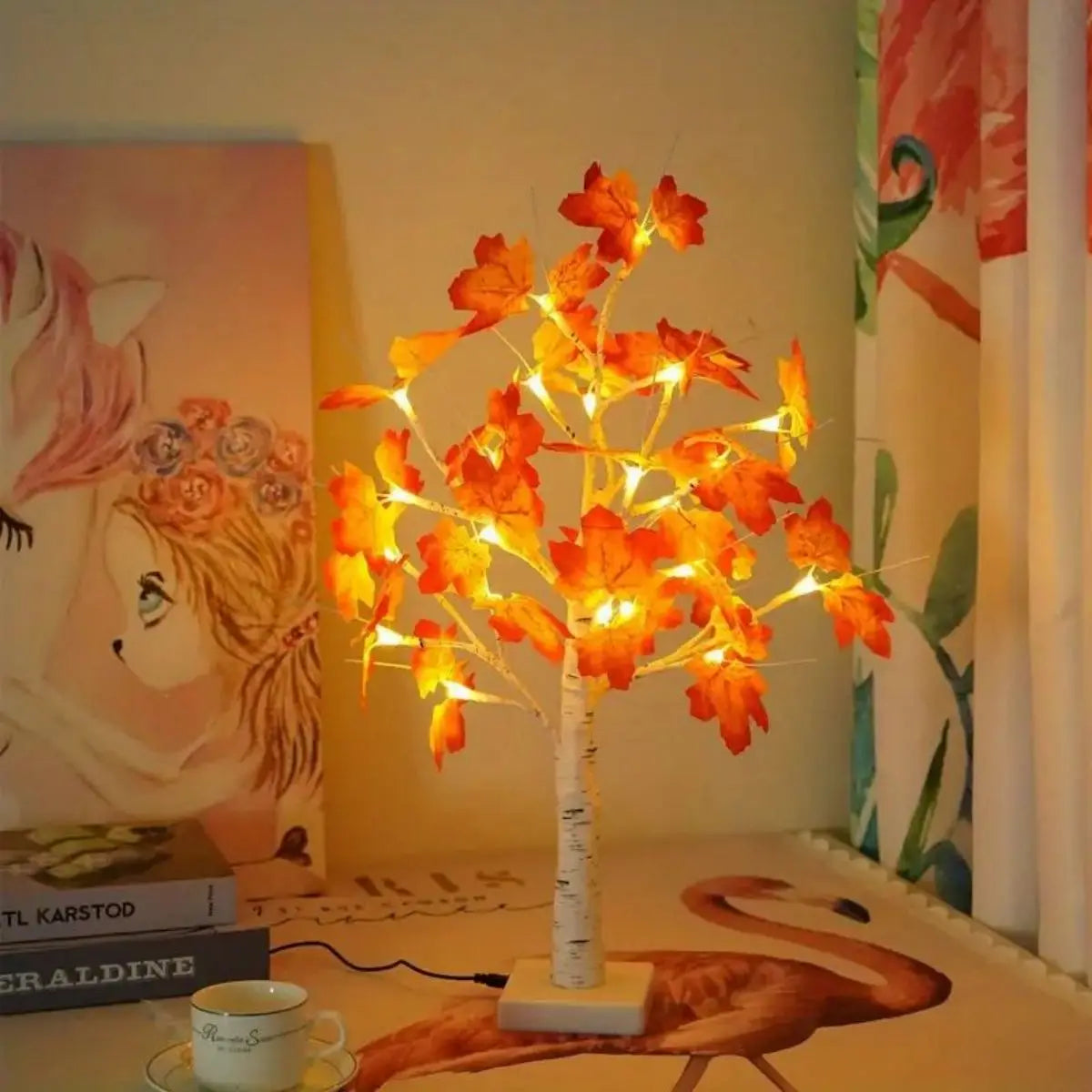 Maple Leaf Birch Thanksgiving Tree Light