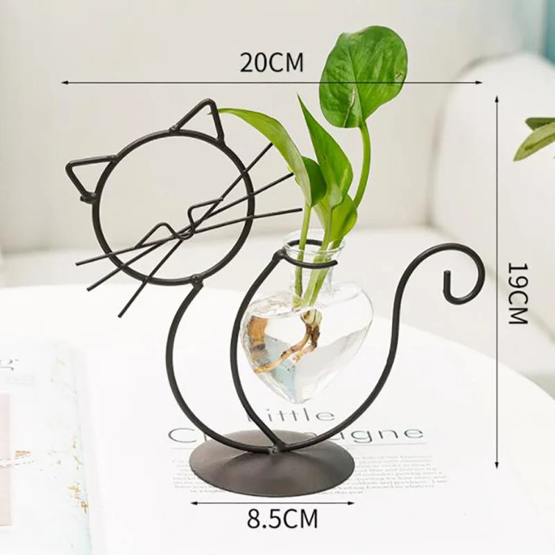 Heart Cat Hydroponic Glass Vase