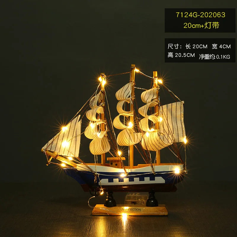 LED Wooden Sailboat Decor