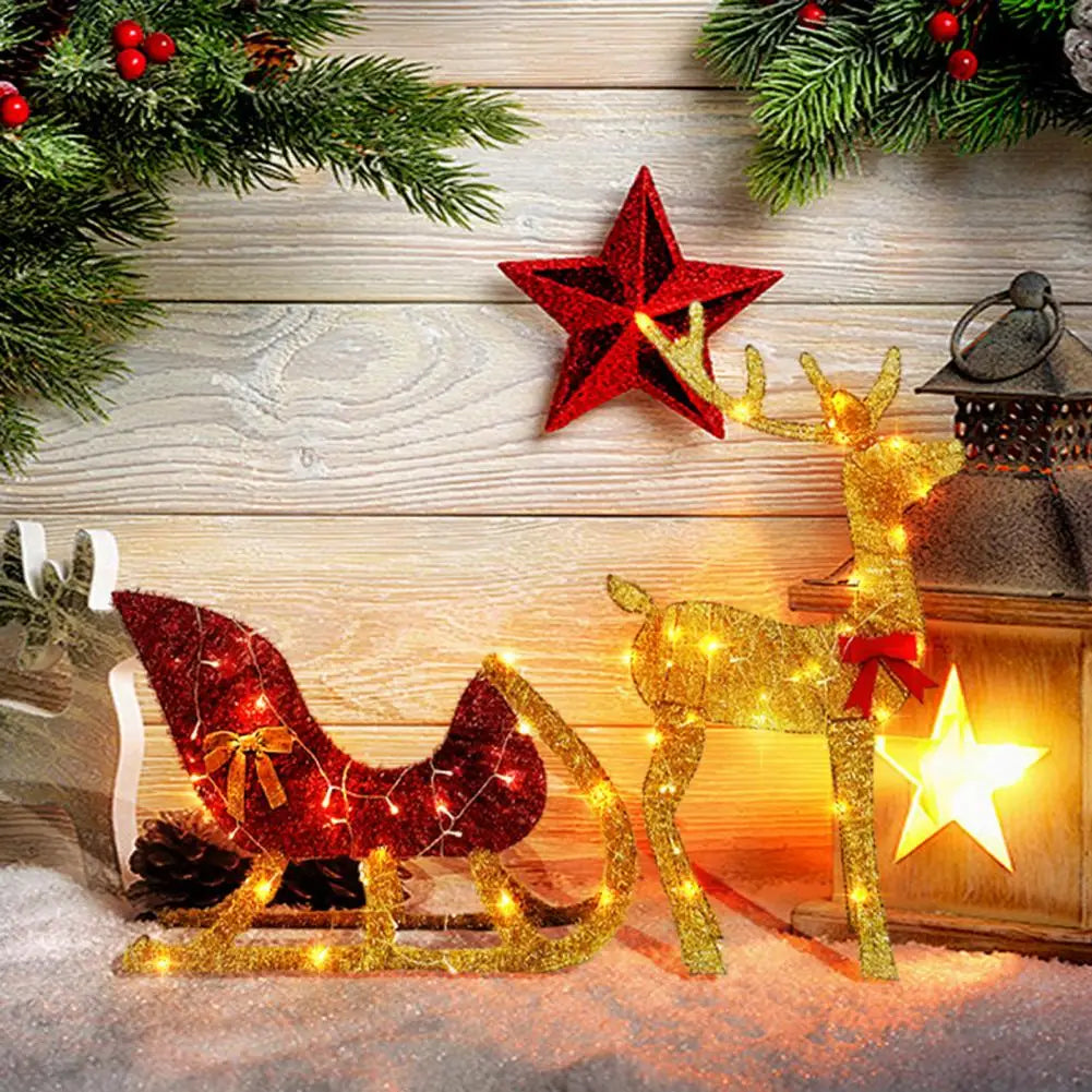 Light-Up Reindeer and Sleigh Yard Ornament