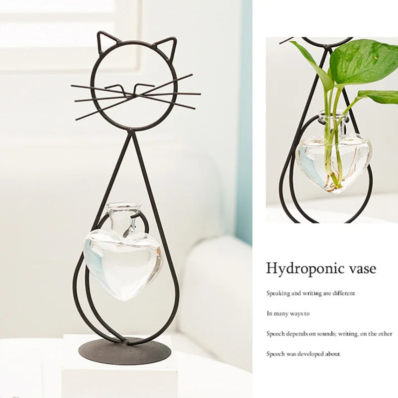 Heart Cat Hydroponic Glass Vase