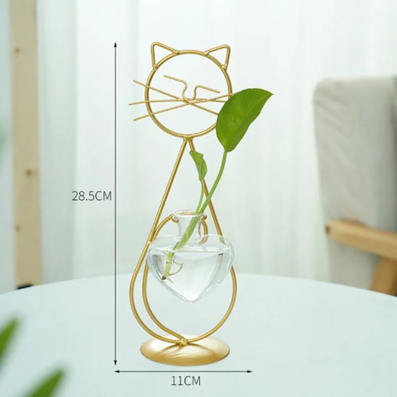 Heart Cat Hydroponic Glass Vase