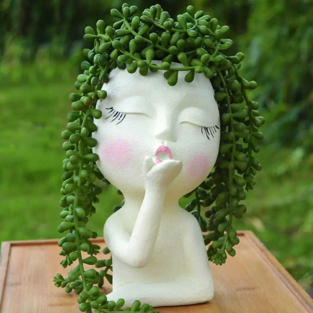 Resin Head Planter Face Pot