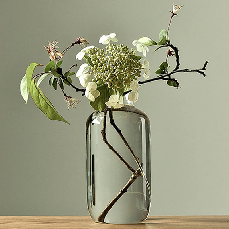 Zen Transparent Glass Vase for Flower Arrangements