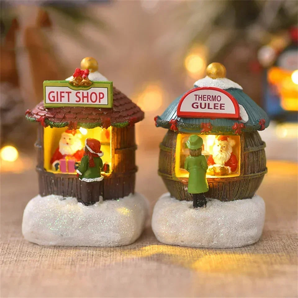 LED Christmas Resin House Ornaments