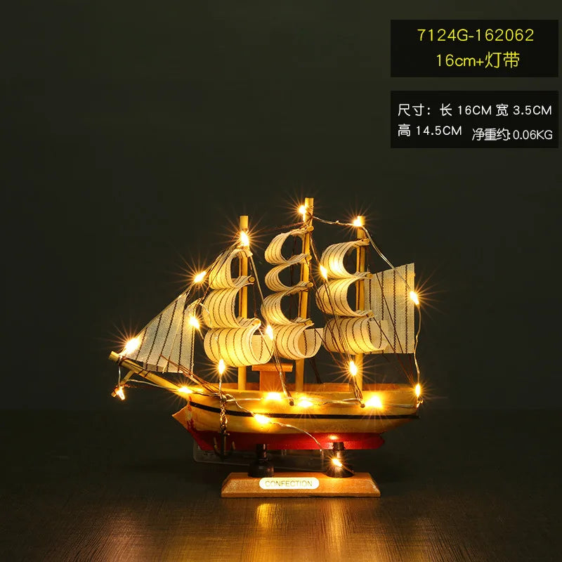 LED Wooden Sailboat Decor