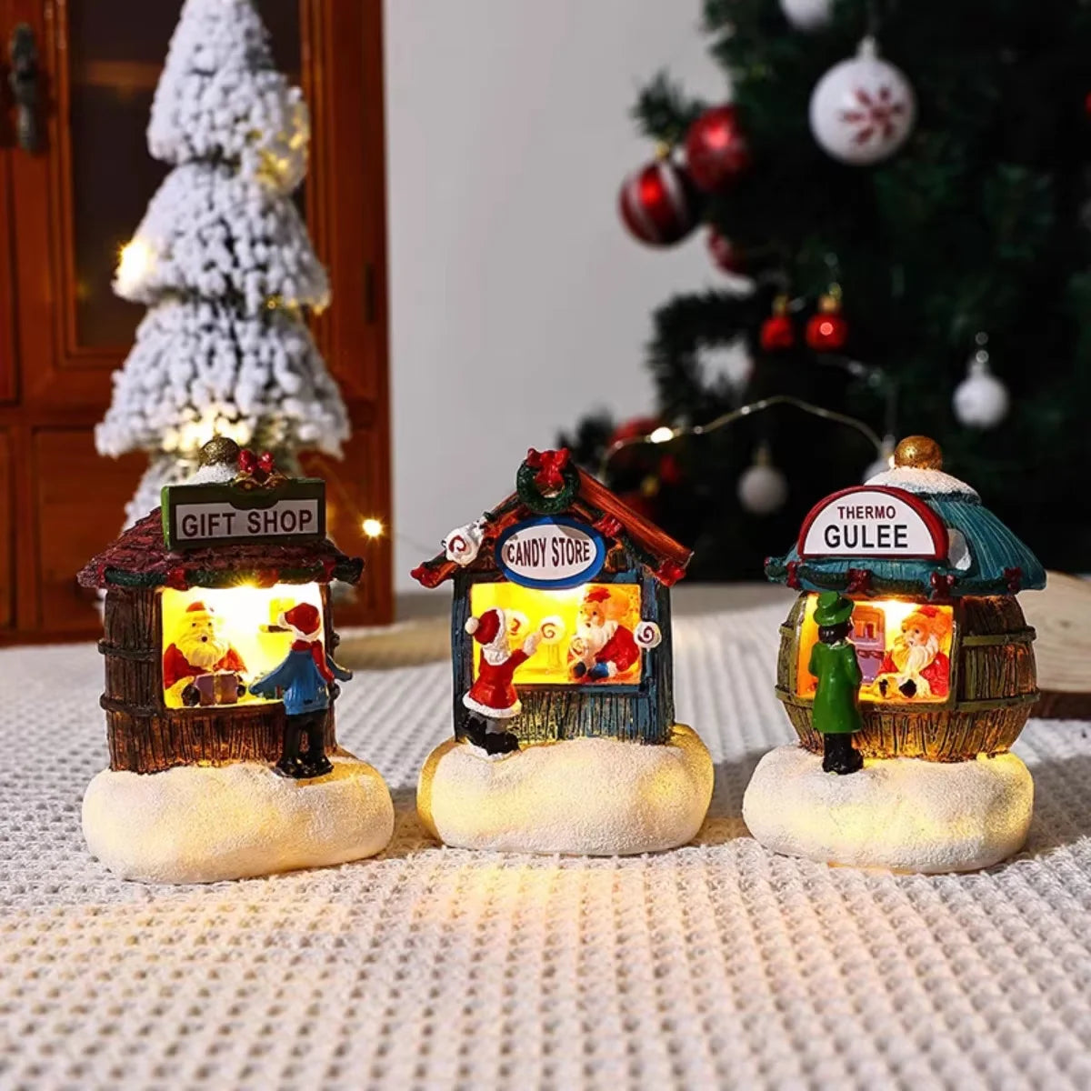 LED Christmas Resin House Ornaments