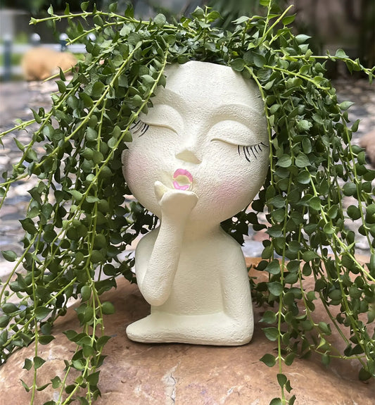 Resin Head Planter Face Pot