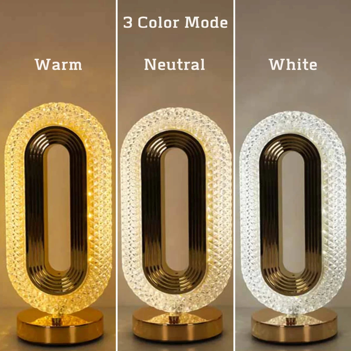 Luxury Oval USB Rechargeable Crystal Lamp