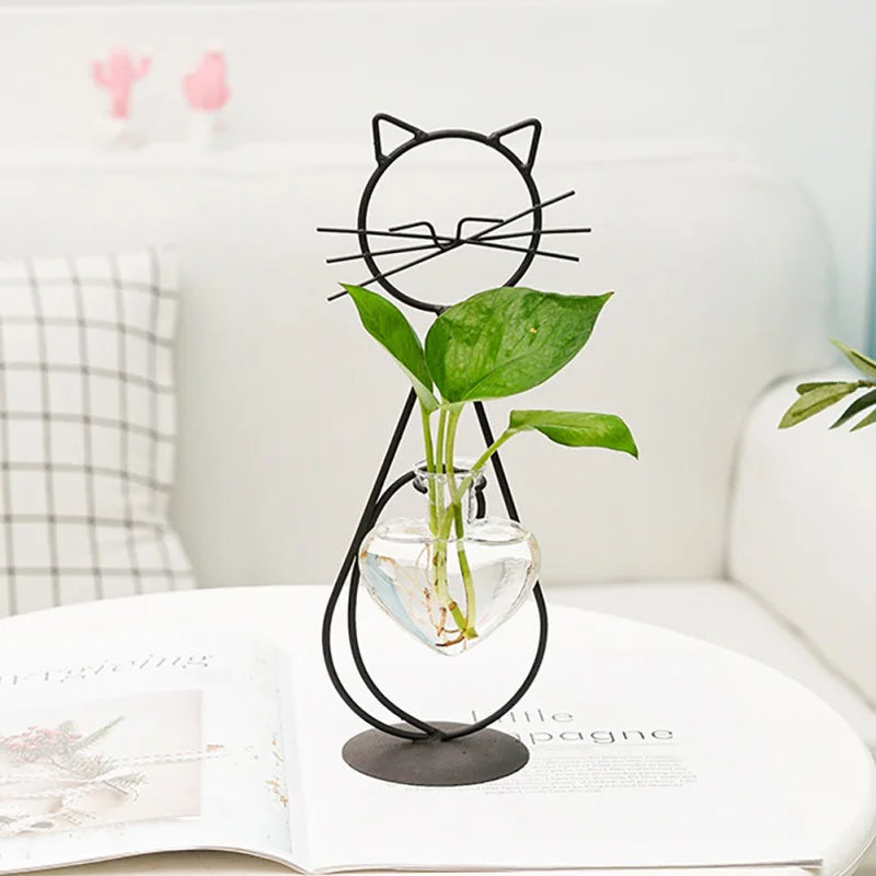 Heart Cat Hydroponic Glass Vase