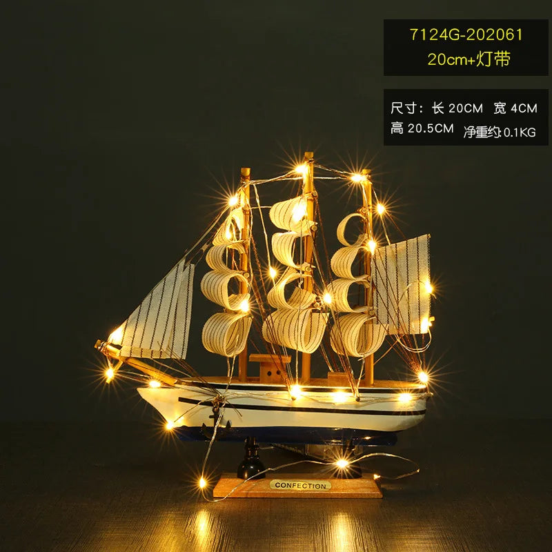 LED Wooden Sailboat Decor