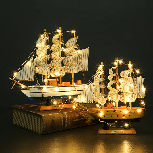 LED Wooden Sailboat Decor