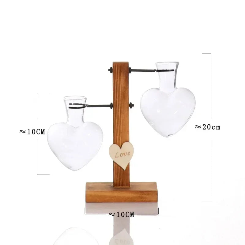 Wooden Love Hydroponic Vase Set