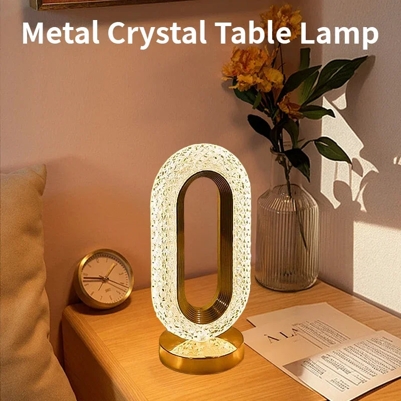 Luxury Oval USB Rechargeable Crystal Lamp