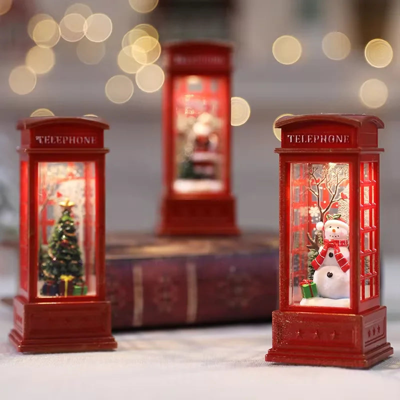 Luminous Christmas Telephone Booth Decor