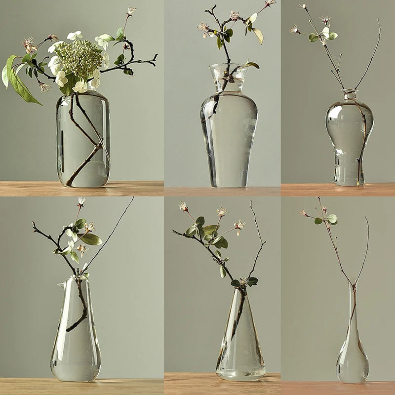 Zen Transparent Glass Vase for Flower Arrangements