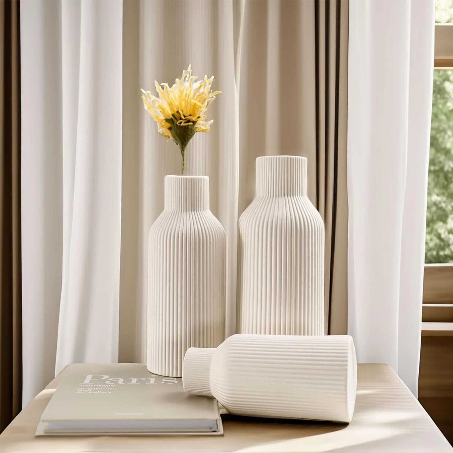 White Ceramic Vase Set