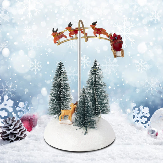 Animated Christmas Village with Flying Sleigh