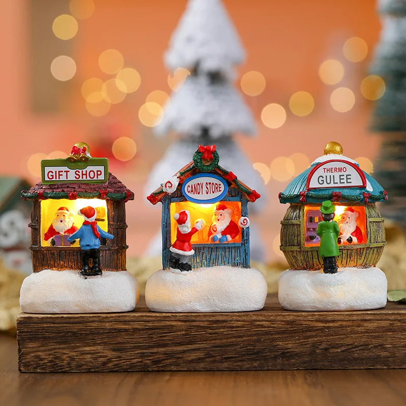 LED Christmas Resin House Ornaments