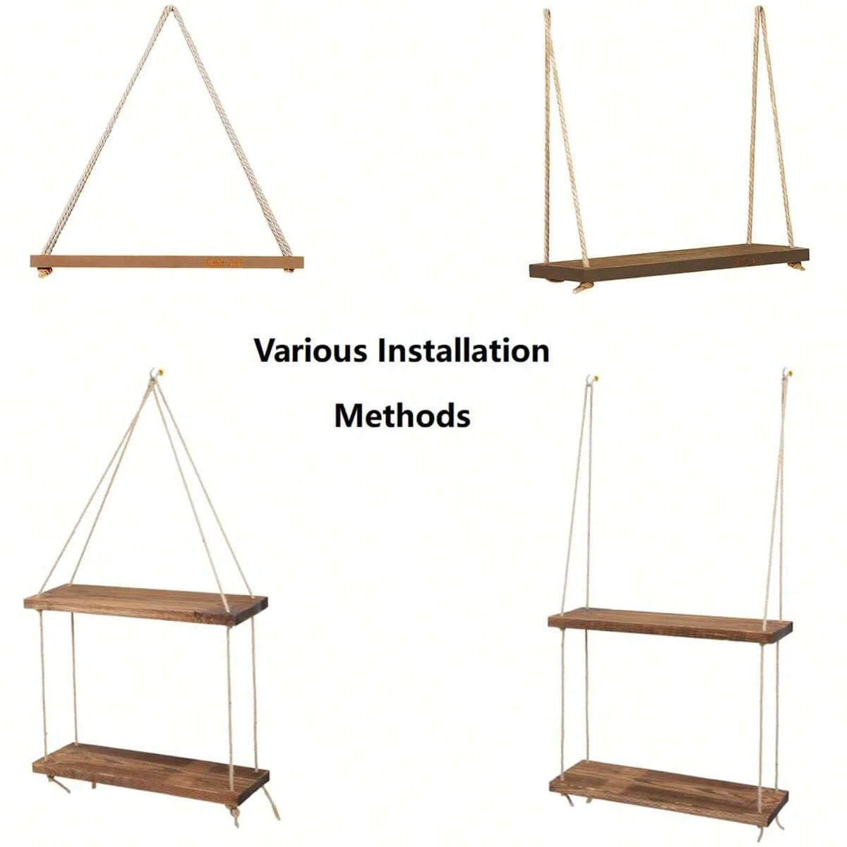 Hemp Rope Floating Swing Shelves