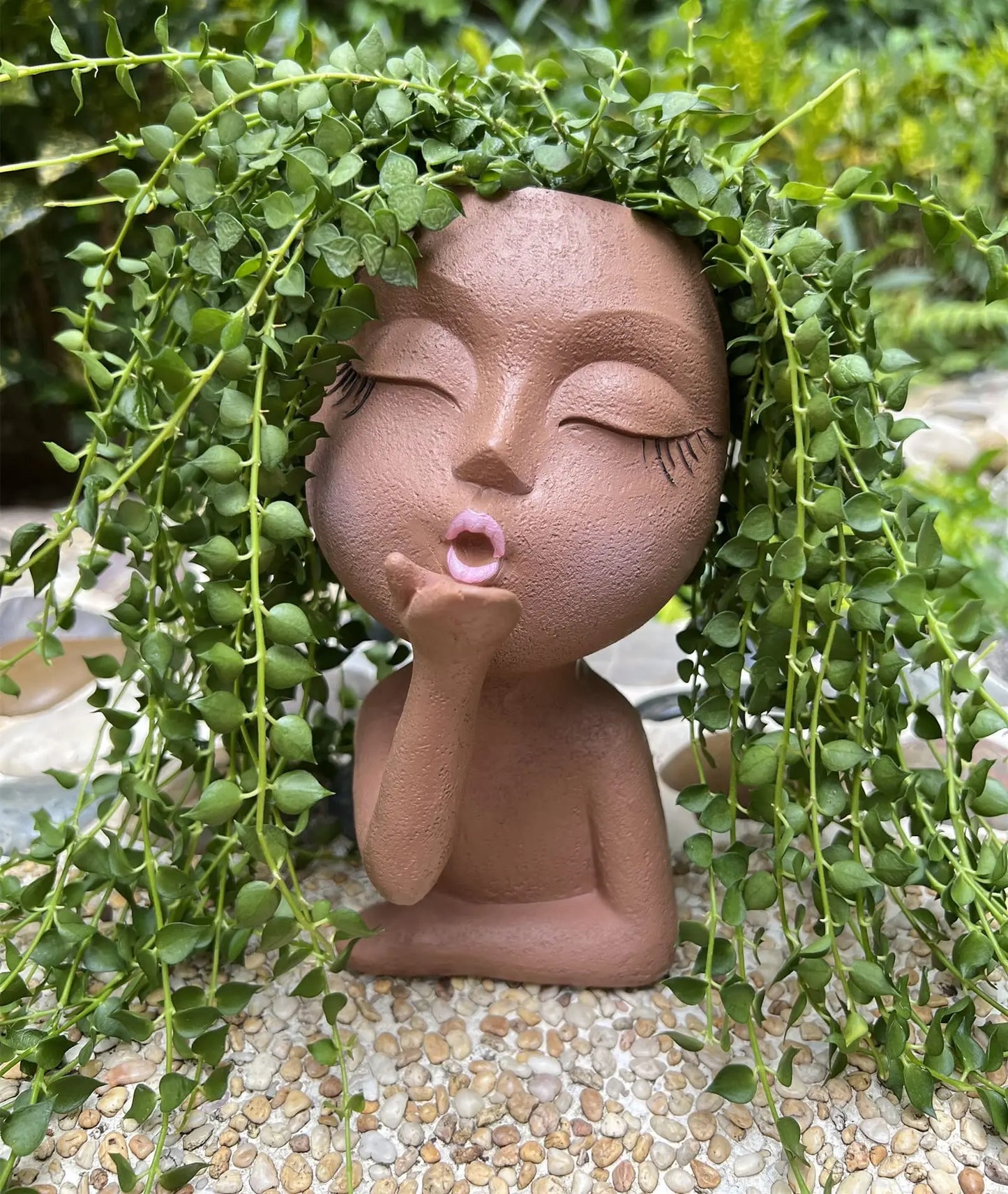 Resin Head Planter Face Pot