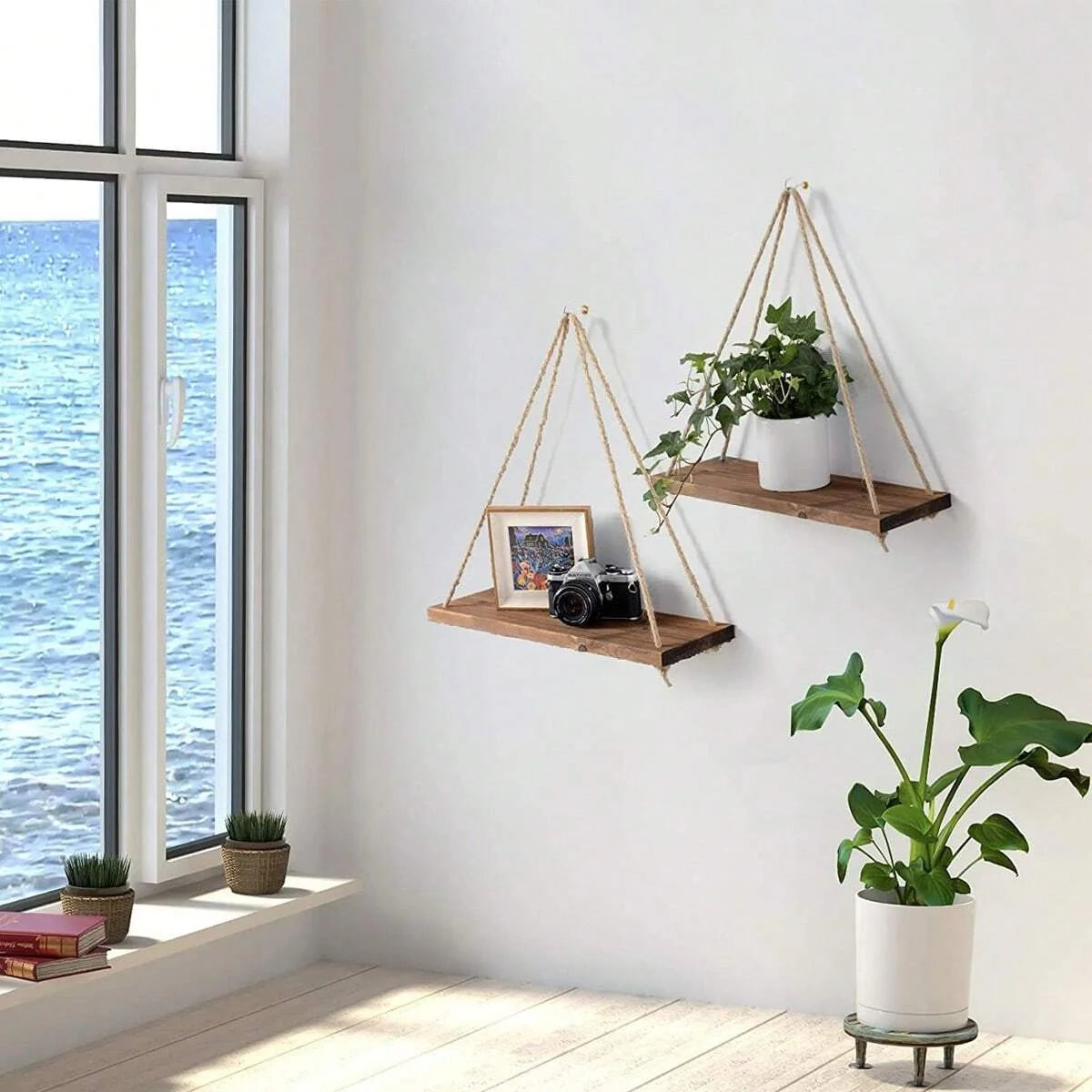 Hemp Rope Floating Swing Shelves