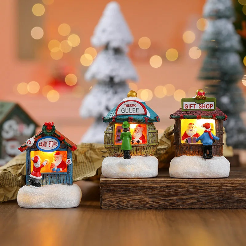 LED Christmas Resin House Ornaments