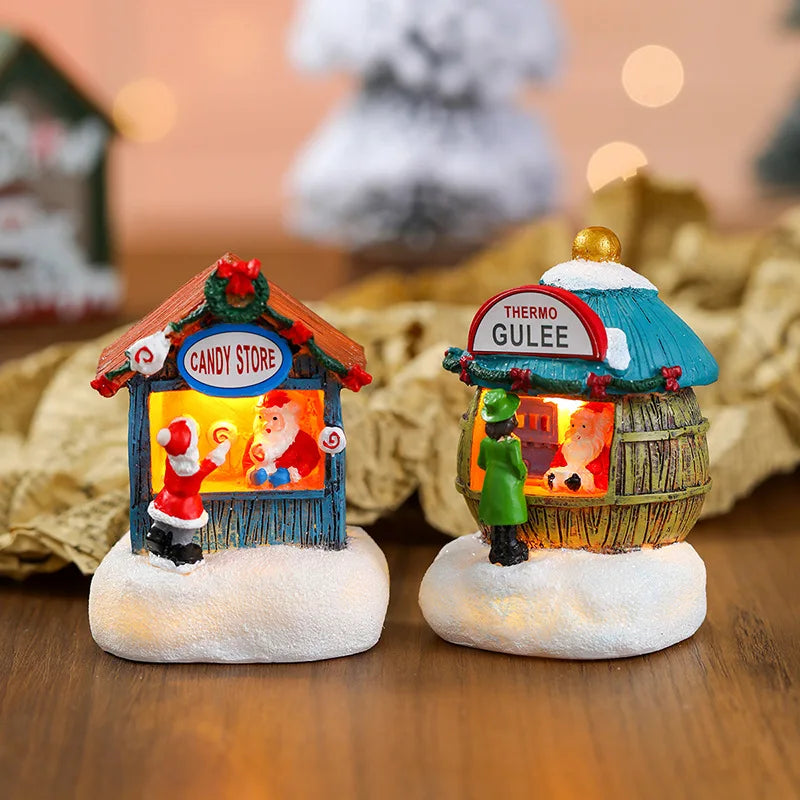 LED Christmas Resin House Ornaments