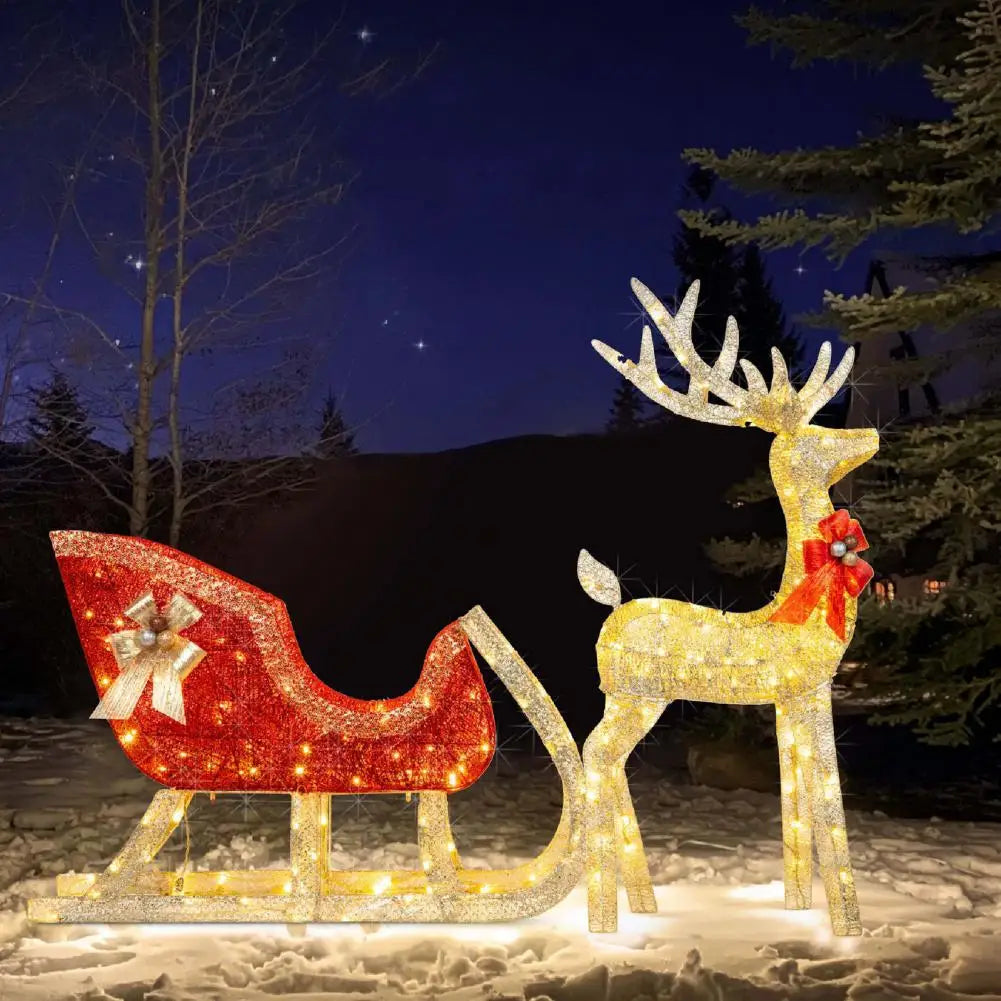 Light-Up Reindeer and Sleigh Yard Ornament