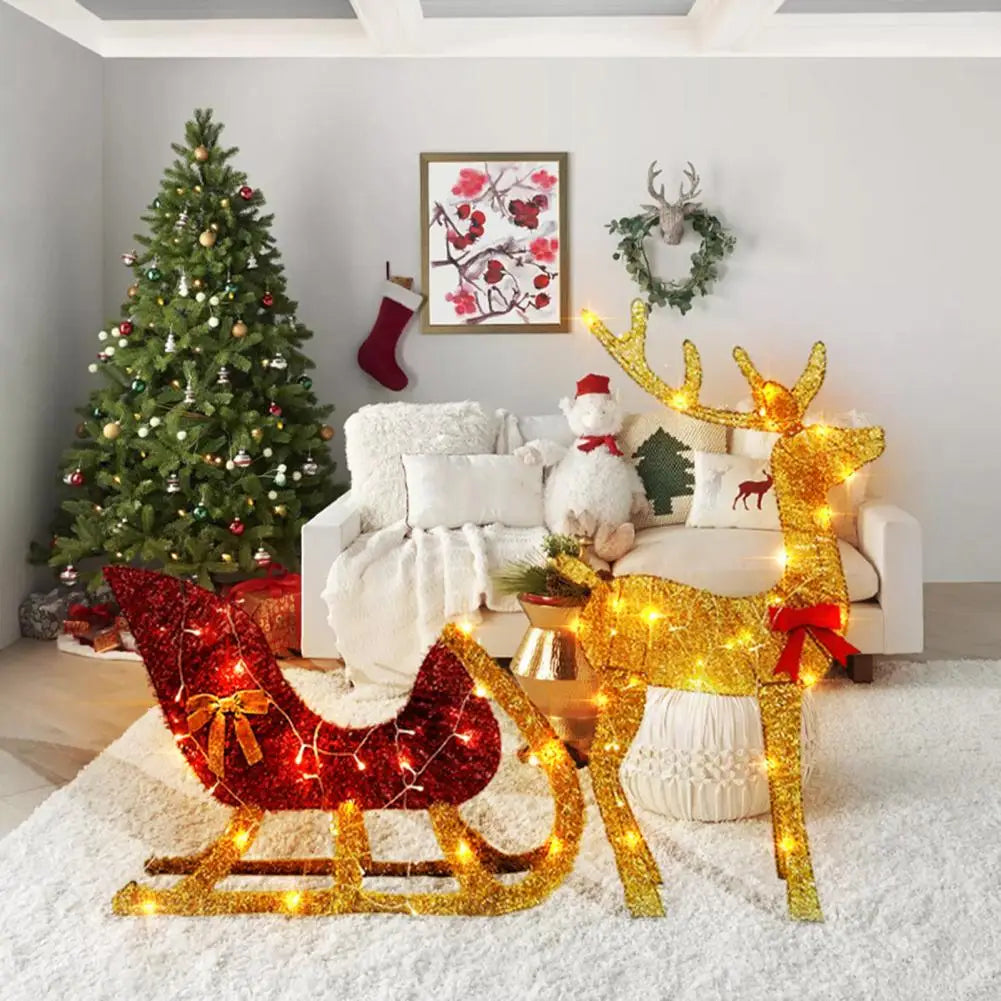 Light-Up Reindeer and Sleigh Yard Ornament