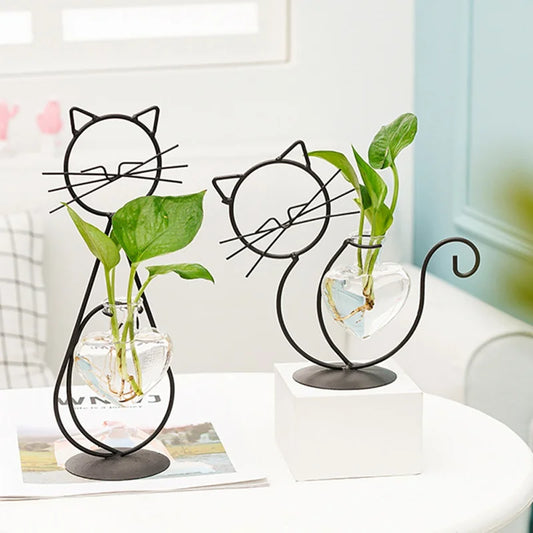 Heart Cat Hydroponic Glass Vase