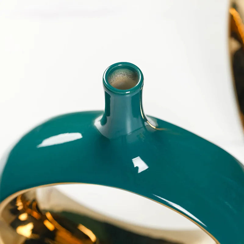 Gilded Dark Green Hollow Vase