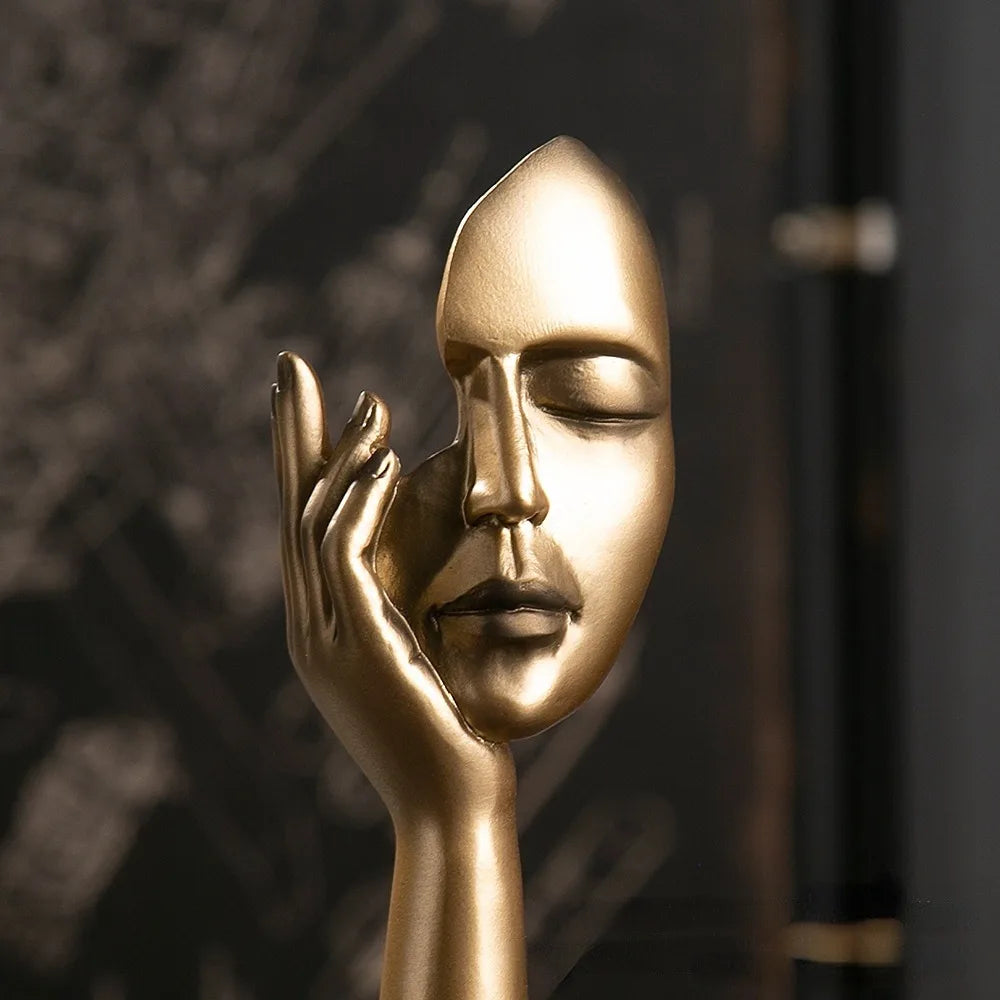 Abstract Resin Face Statue Decor