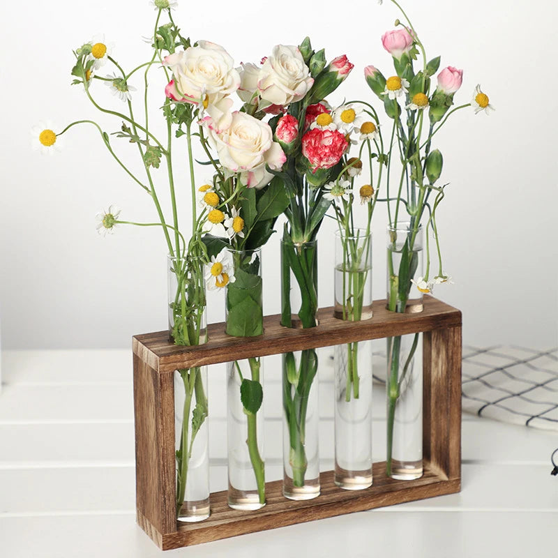 Wood Frame Test Tube Planter Set