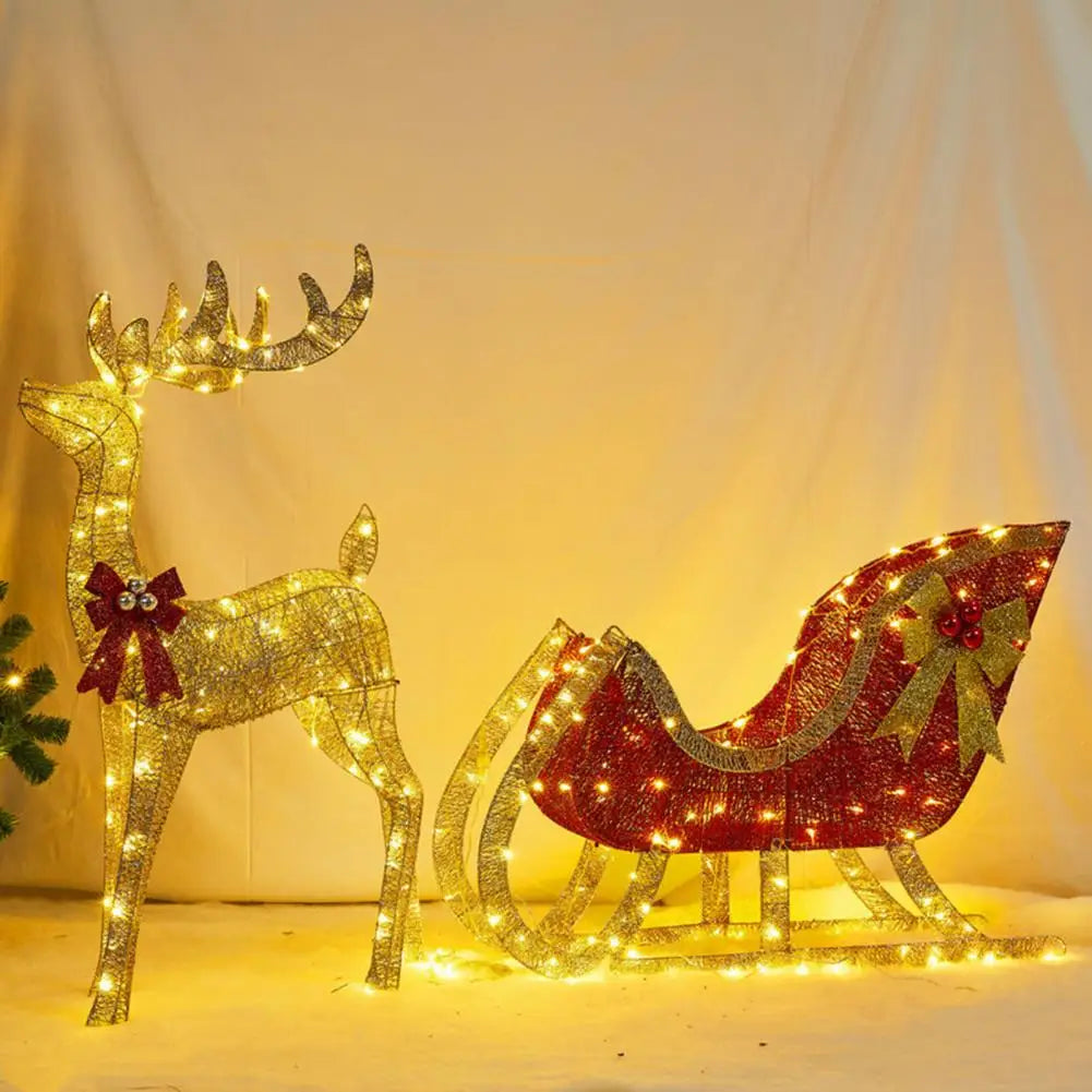 Light-Up Reindeer and Sleigh Yard Ornament