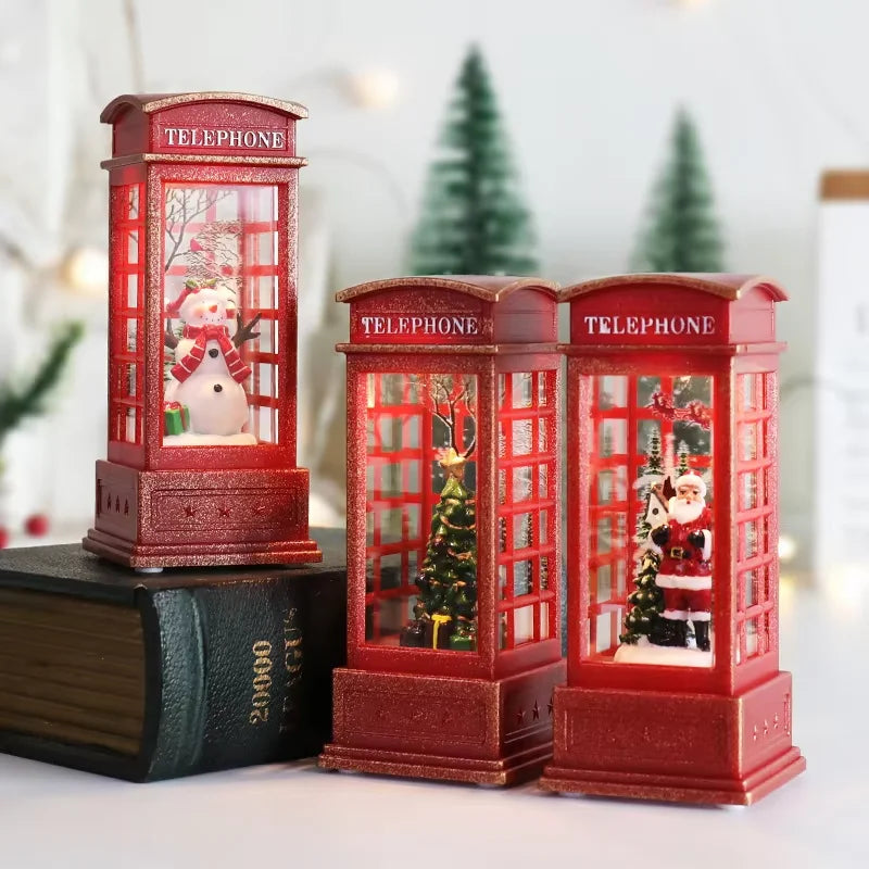 Luminous Christmas Telephone Booth Decor