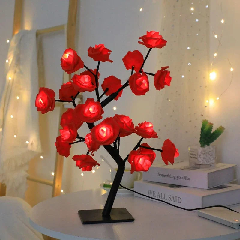 24 LED Red Rose Fairy Tree Lamp