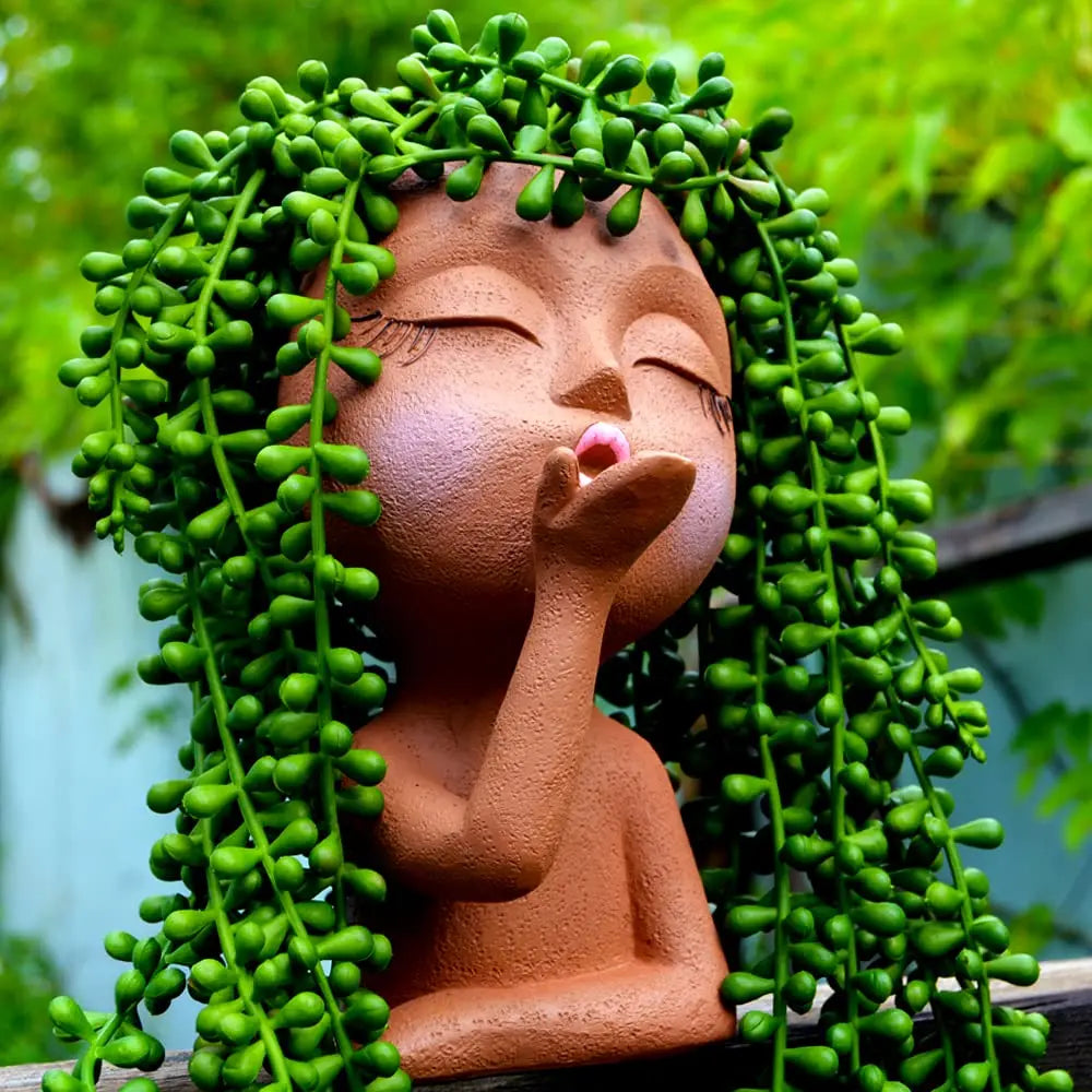 Resin Head Planter Face Pot