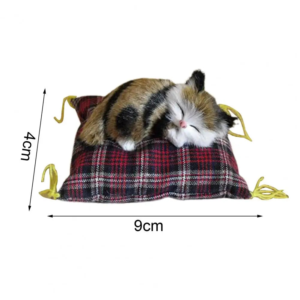 Miniature Faux Fur Cat with Cushion