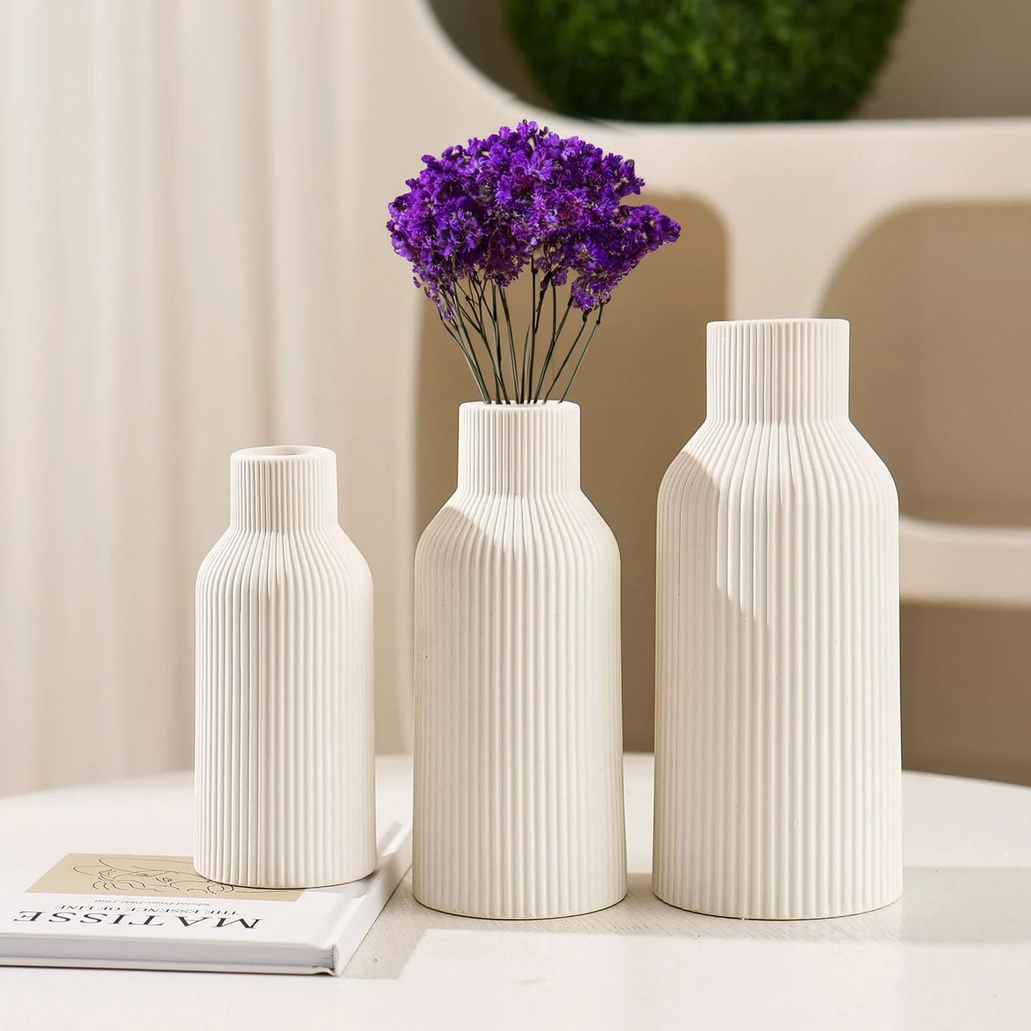 White Ceramic Vase Set