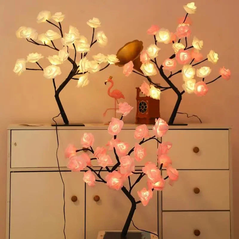 24 LED Red Rose Fairy Tree Lamp