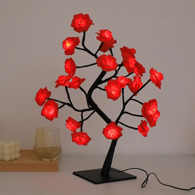 24 LED Red Rose Fairy Tree Lamp