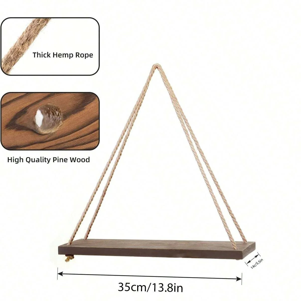 Hemp Rope Floating Swing Shelves